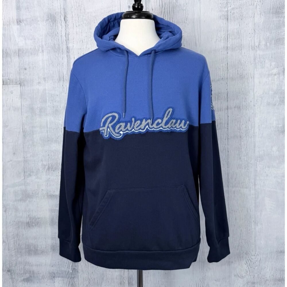 Wizarding World of Harry Potter Ravenclaw 2 Tone Blue Fleece Hoodie Size L